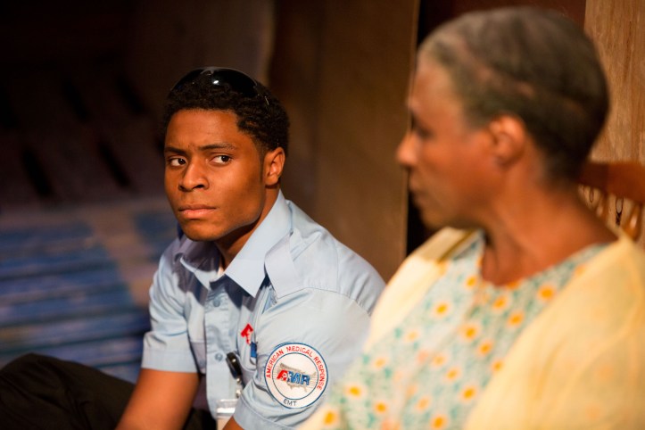 The Play About My Dad - Jermyn Street Theatre - Ammar Duffus (Kenny Tyson), Miquel Brown (Essie Watson)- photo Harry Livingstone