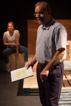 The Play About My Dad - Jermyn Street Theatre - Hannah Britland (Boo Killebrew), David Schaal (Larry Killebrew) - photo Harry Livingstone